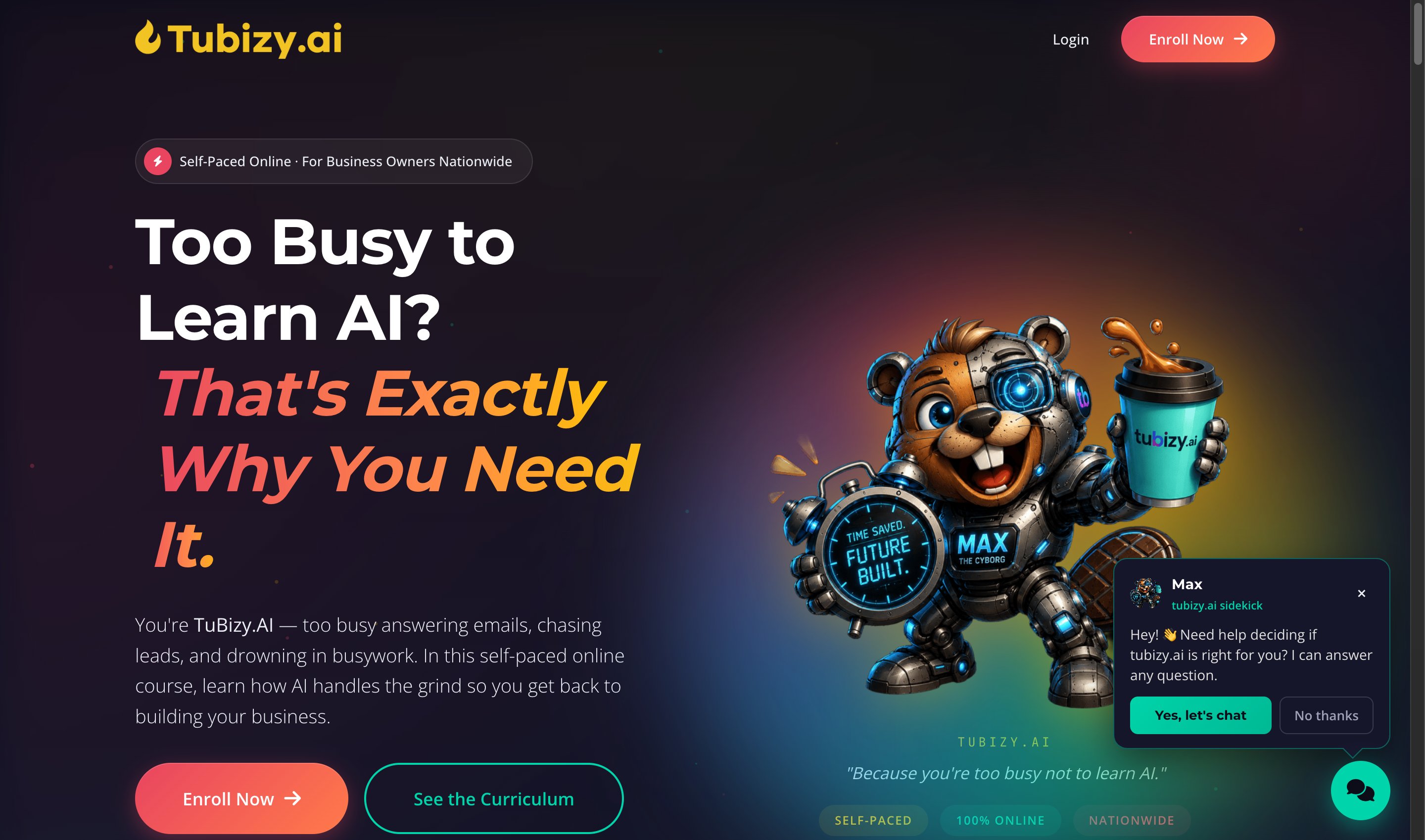 Tubizy.ai homepage